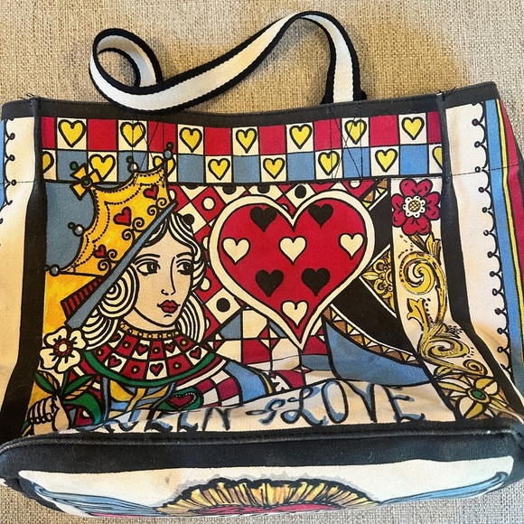 Handbags - Brighton Queen of Love Canvas Shopper Tote Beach Bag Tattoo Heart Art Tom Clancy